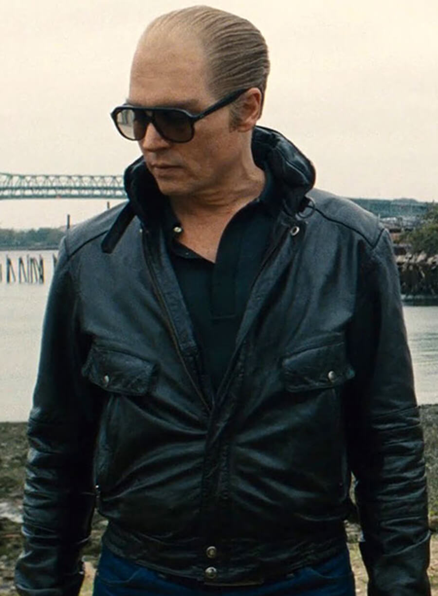 Harpoon Whitey Bulger Inspired Black Leather Jacket - Black Mass Style
