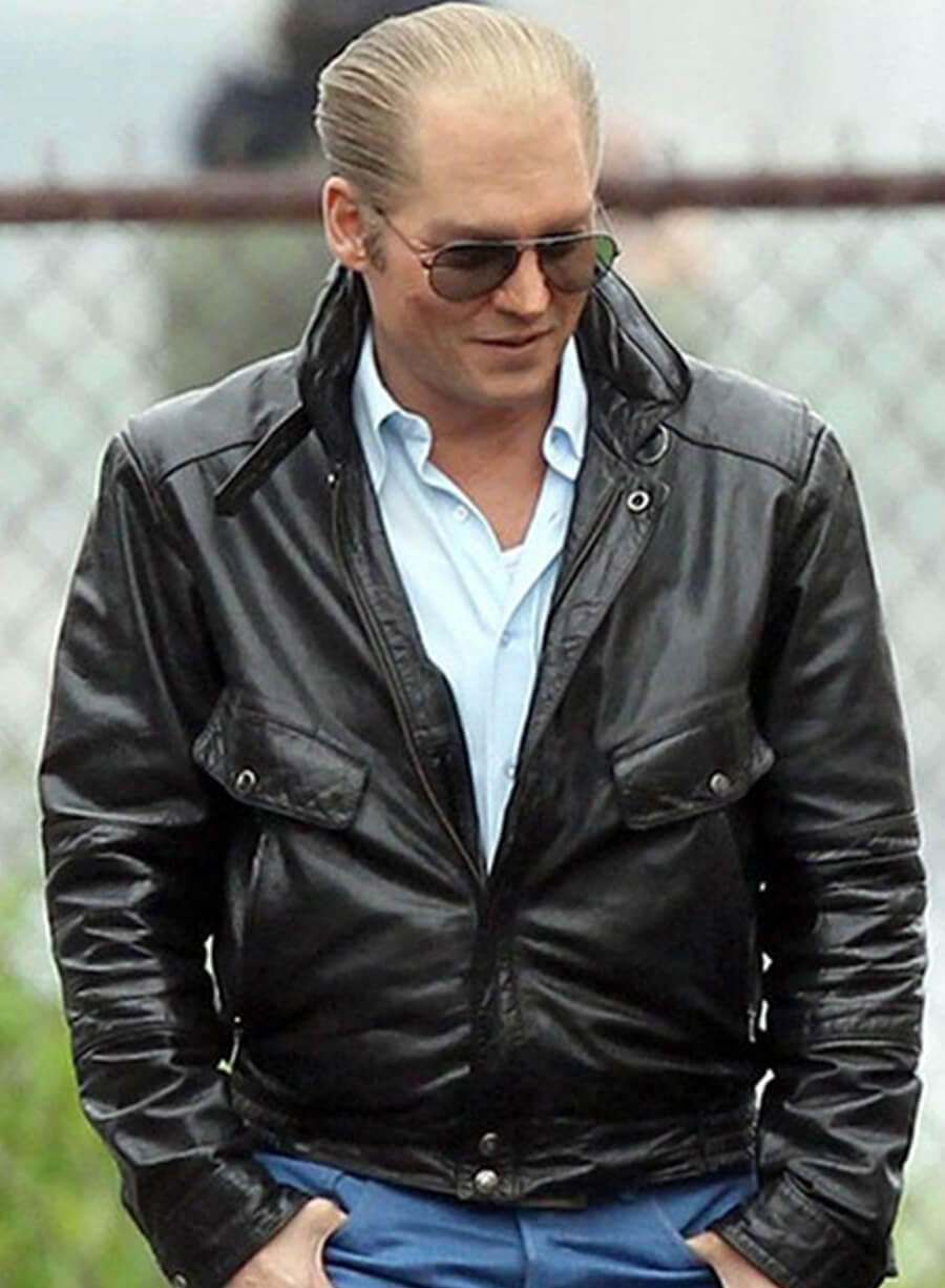 Harpoon Whitey Bulger Inspired Black Leather Jacket - Black Mass Style