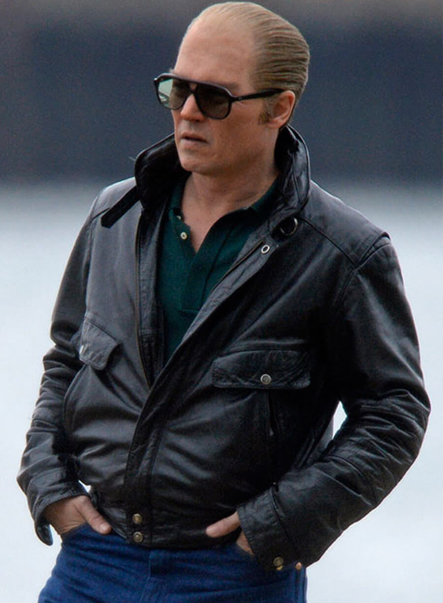 Harpoon Whitey Bulger Inspired Black Leather Jacket - Black Mass Style