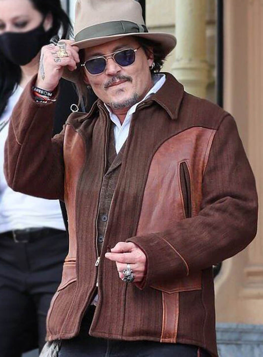 Harpoon Johnny Depp Inspired Brown Cotton & Leather Cotton Jacket