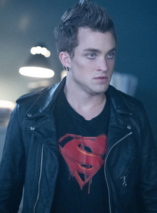 Harpoon Jon Kent Inspired Black Leather Jacket - Superman & Lois Style