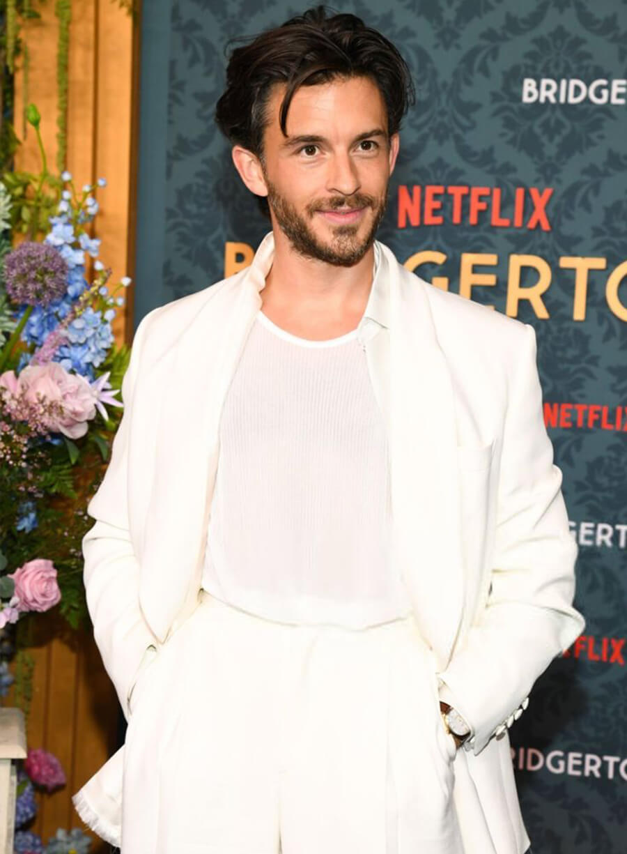 Harpoon Jonathan Bailey Inspired White Suiting Fabric Leather Jacket