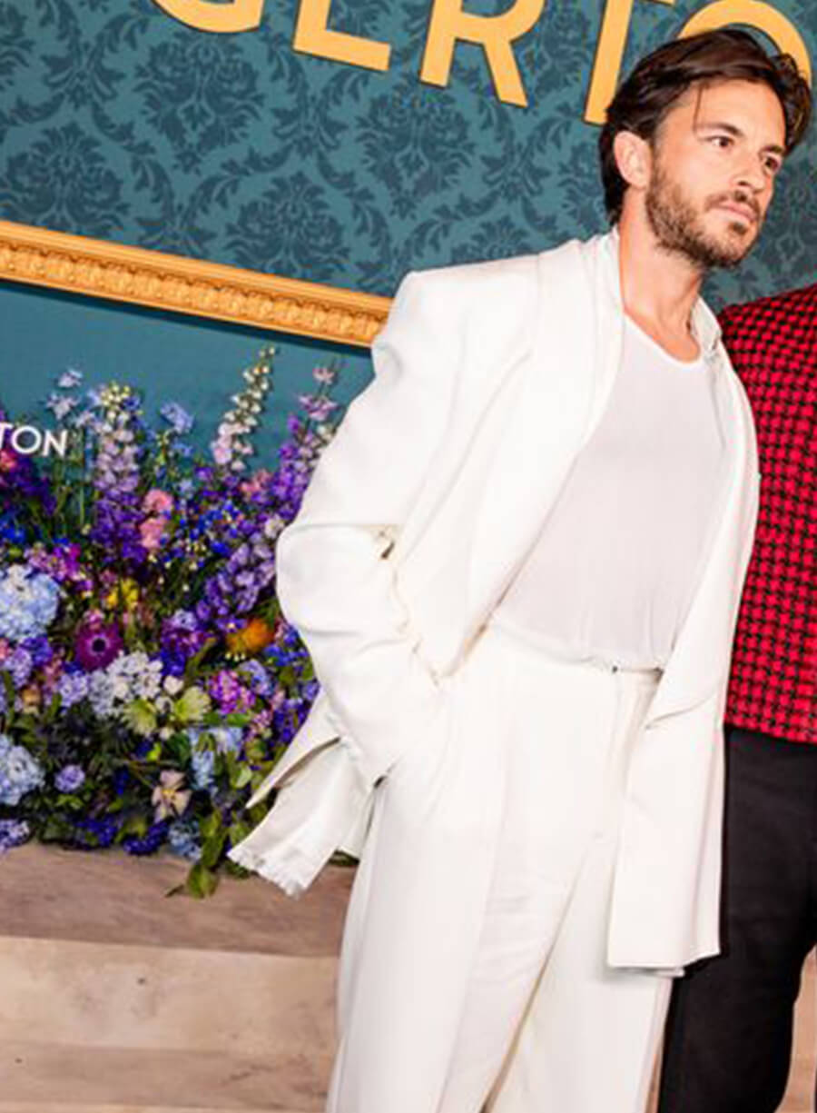 Harpoon Jonathan Bailey Inspired White Suiting Fabric Leather Jacket
