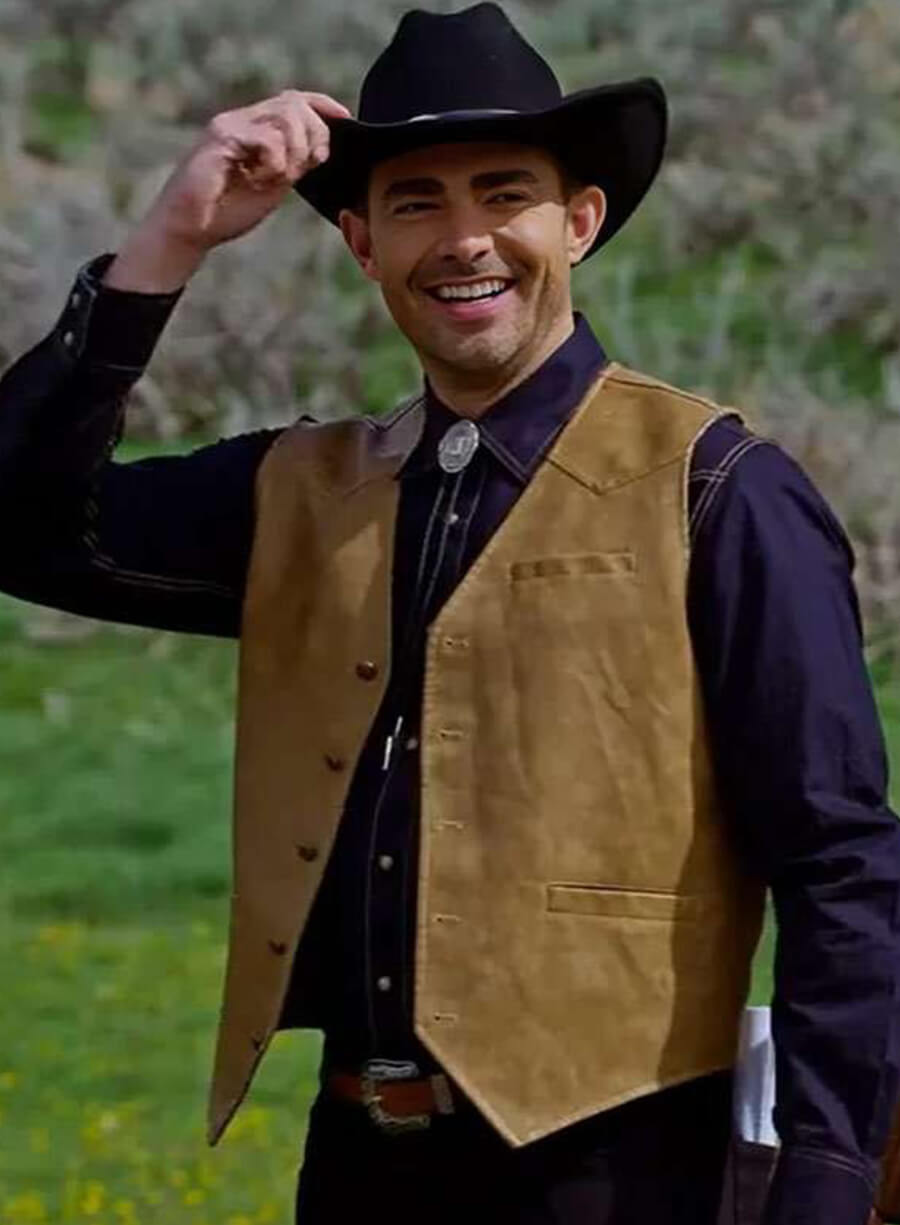 Harpoon Jonathan Bennett Inspired Brown Leather Jacket - Finding Mr. Christmas Style