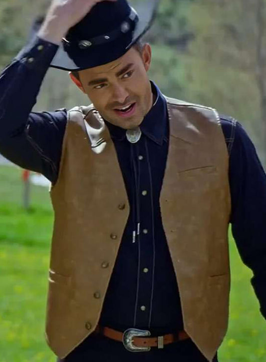 Harpoon Jonathan Bennett Inspired Brown Leather Jacket - Finding Mr. Christmas Style