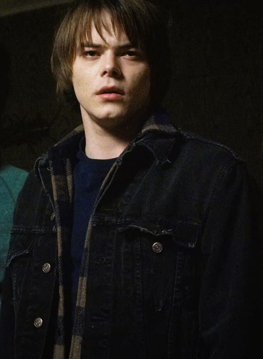 Harpoon Jonathan Byers Inspired Black Denim Fabric Denim Jacket - Stranger Things Style