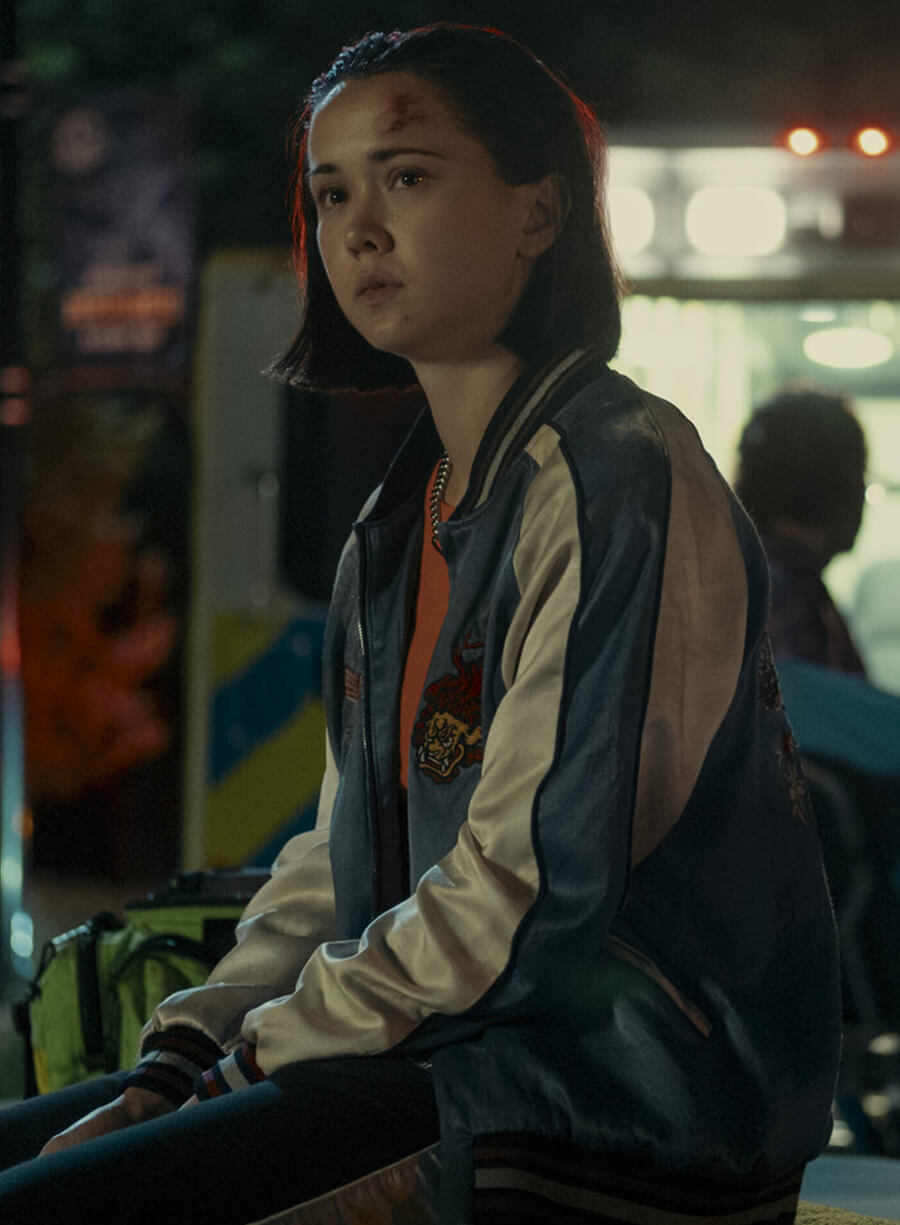 Harpoon Jordan Li Inspired Blue & White Bomber Jacket - Gen V S01 Style