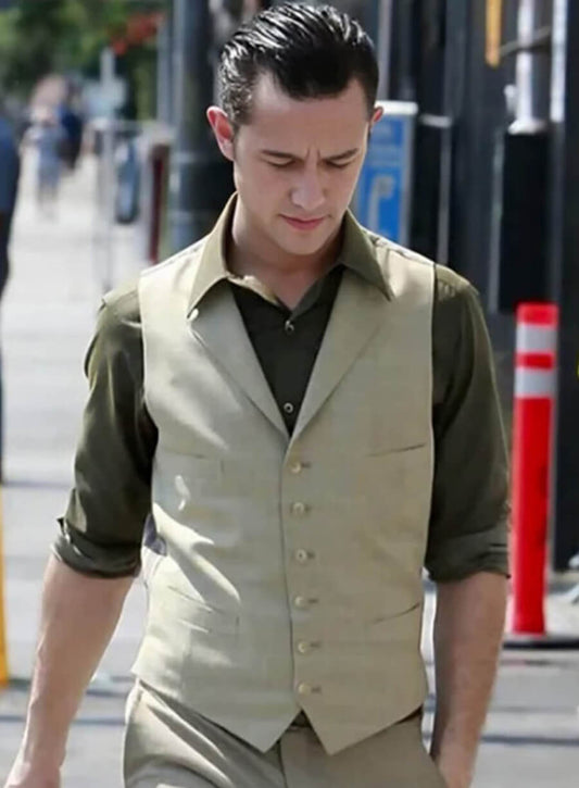 Harpoon Josepeh Levitt Inspired Beige Plain Fabric Leather Jacket - Inception Style