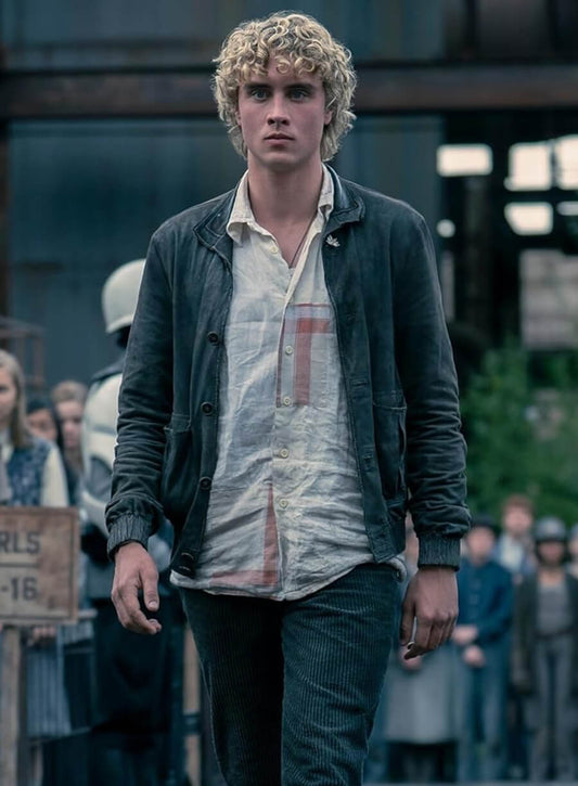 Harpoon Haymitch Abernathy Inspired Black Leather Jacket - The Hunger Games: Sunrise on the Reaping Style