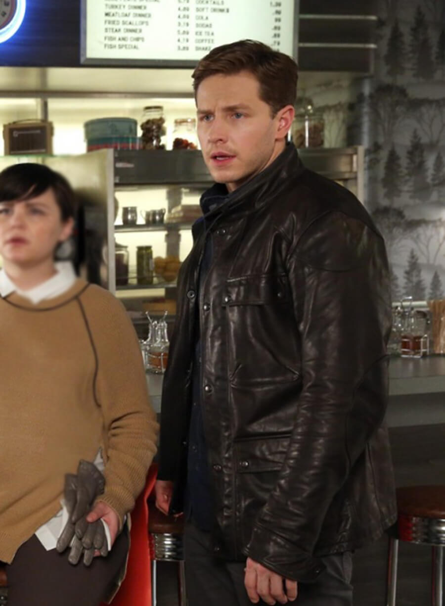 Harpoon Josh Dallas Inspired Black Real Leather Leather Jacket - Once Upon a Time Style