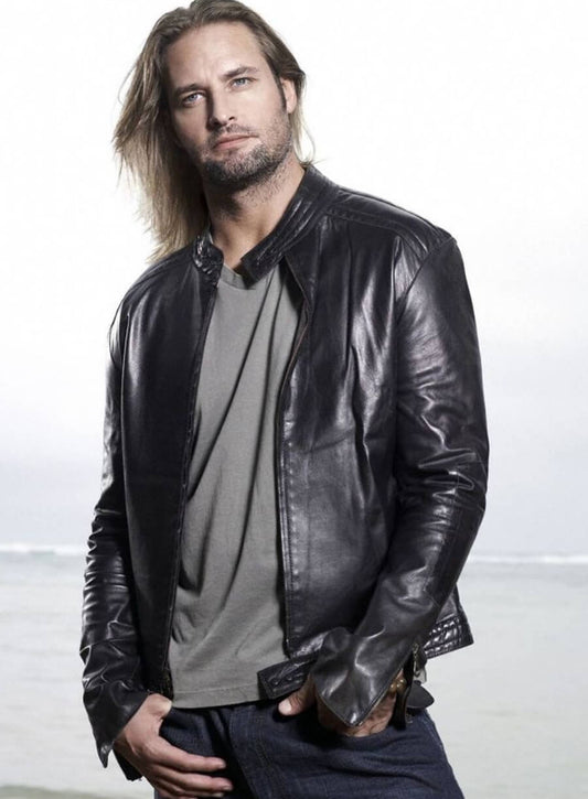 Harpoon James Ford Inspired Black Leather Jacket - Lost Tv Series Style