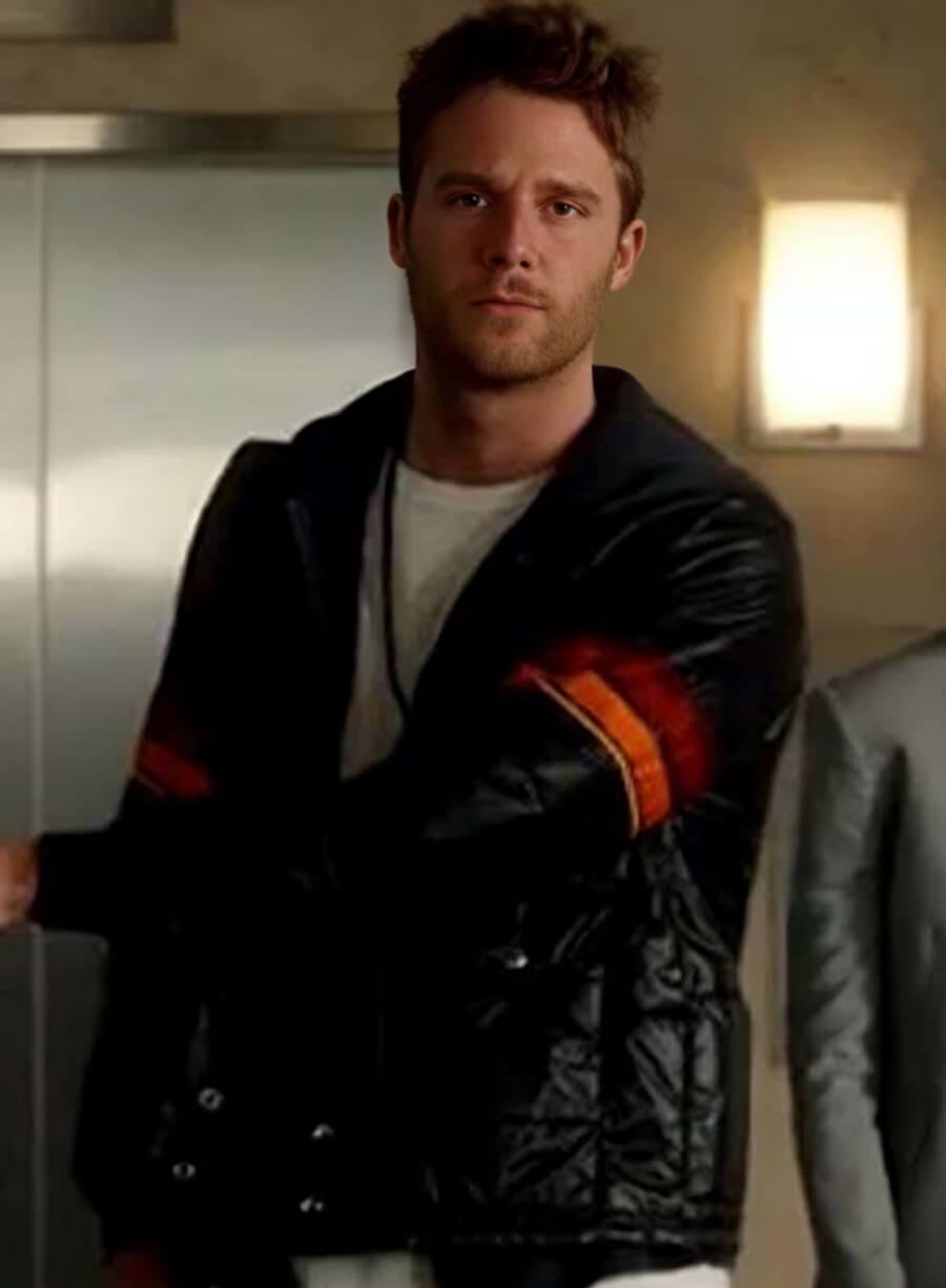 Harpoon Joshua Jackson Inspired Black Polyester Fabric Leather Jacket