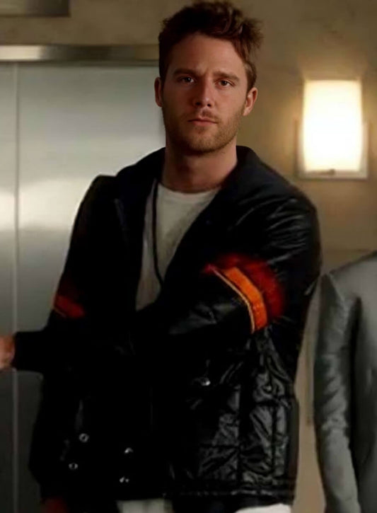 Harpoon Joshua Jackson Inspired Black Polyester Fabric Leather Jacket