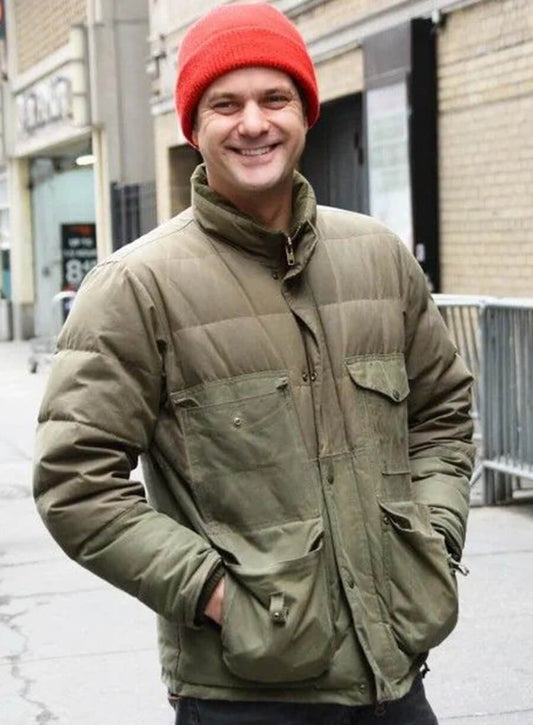 Harpoon Joshua Jackson Puffer Inspired Brown Parachute Fabric Leather Jacket