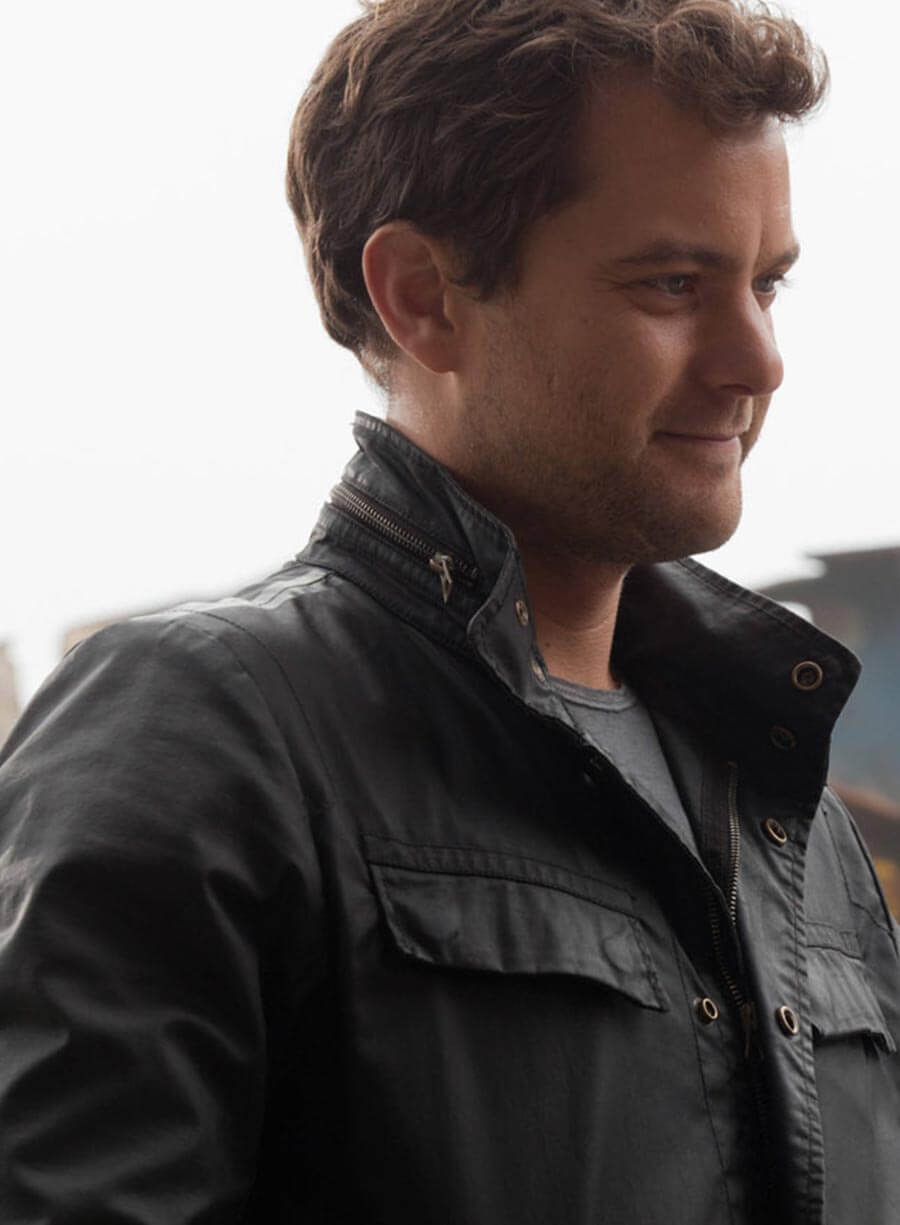Harpoon Joshua Jackson Inspired Black Fabric Leather Jacket - Fringe Tv Series Style