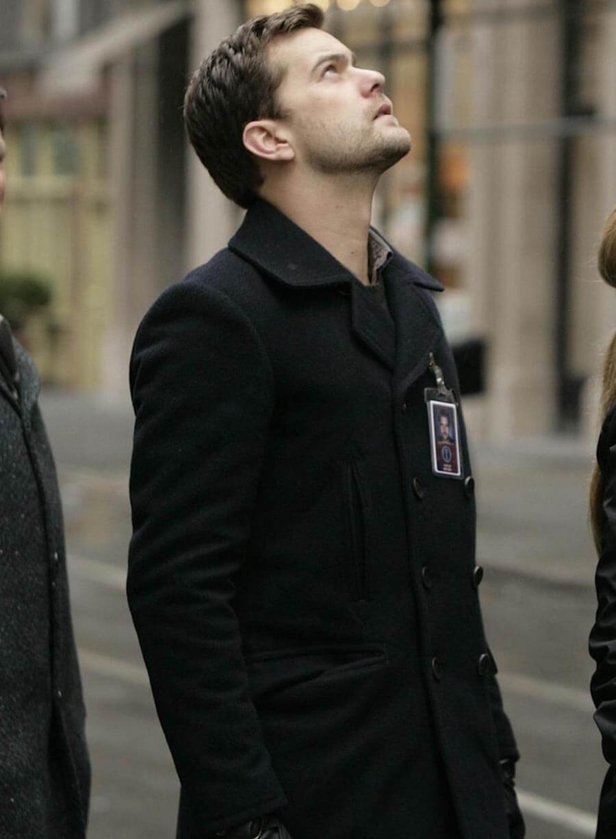Harpoon Joshua Jackson Inspired Black Wool Coat - Fringe Tv Series Style