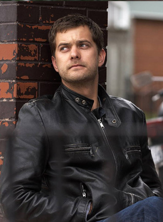 Harpoon Joshua Jackson Inspired Black Real Leather Biker Jacket - One Week Style