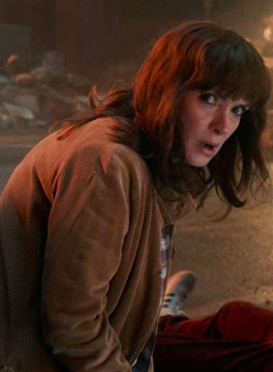 Harpoon Joyce Byers Inspired Brown Leather Jacket - Stranger Things Style