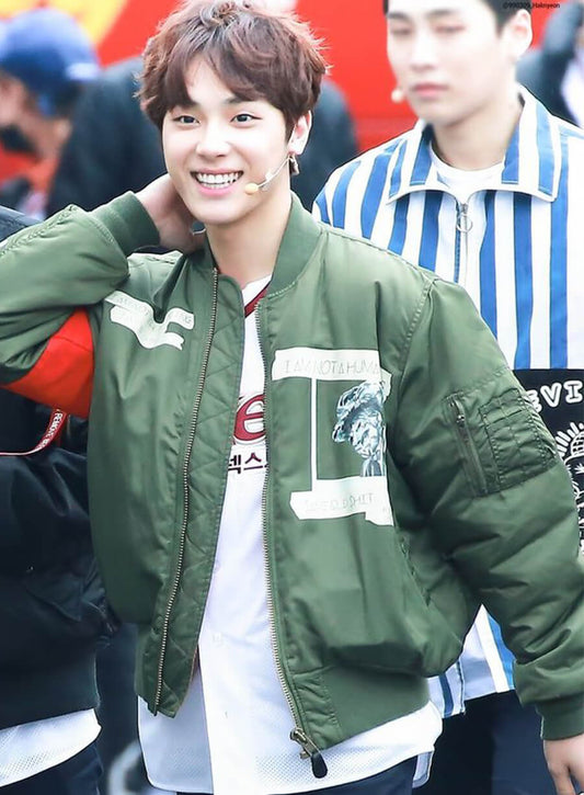 Harpoon Ju Hak Nyeon The Boyz Inspired Green Bomber Jacket