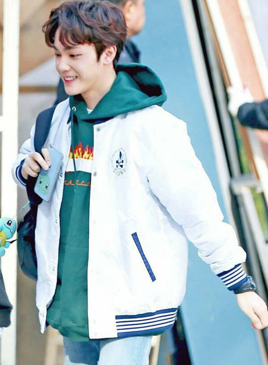 Harpoon Ju Hak Nyeon The Boyz Inspired White Varsity Jacket