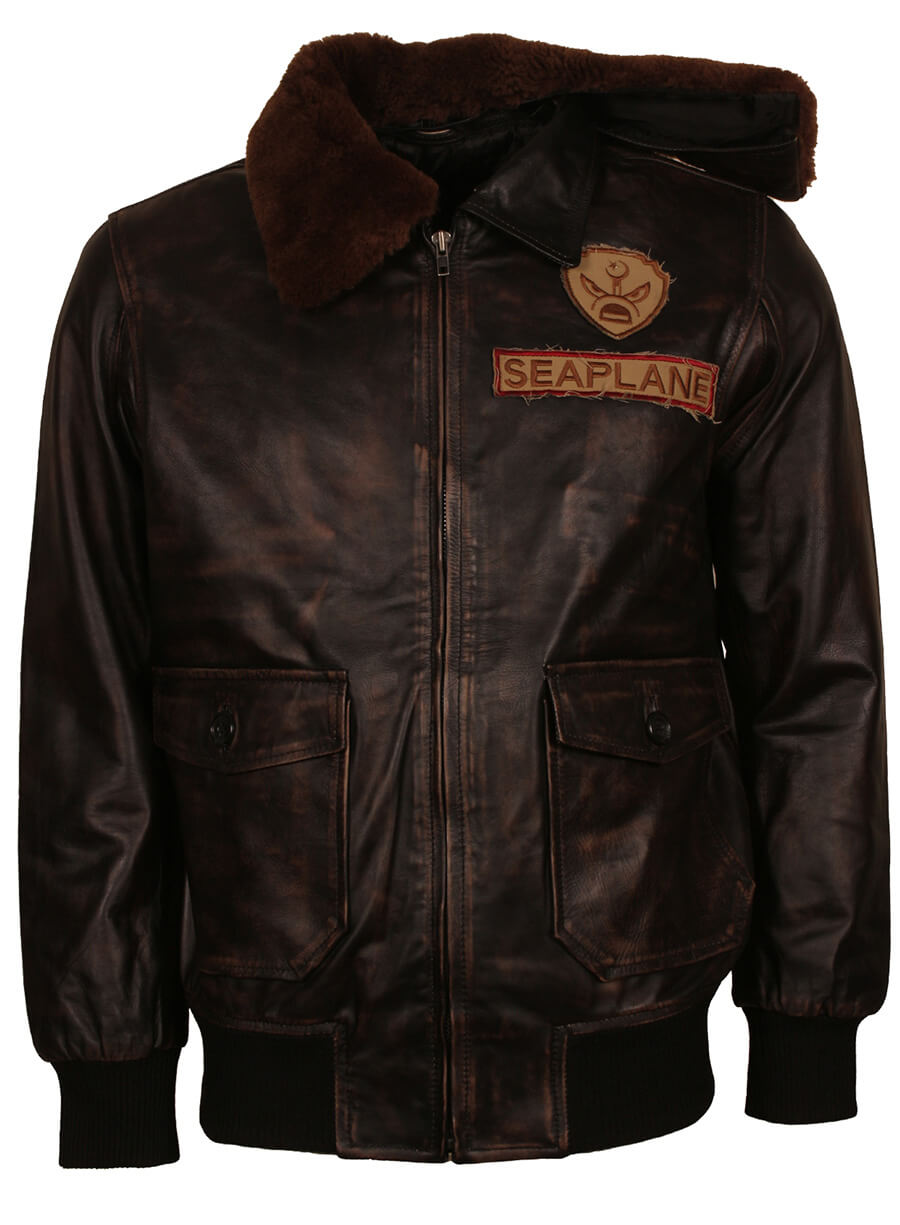 Harpoon Jefferson McDonough Inspired Brown Real Leather Leather Jacket - Jumanji 2 Style