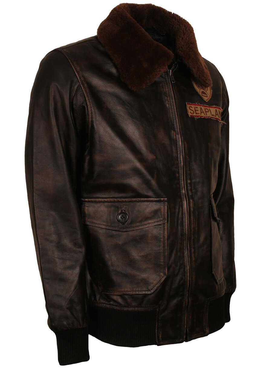 Harpoon Jefferson McDonough Inspired Brown Real Leather Leather Jacket - Jumanji 2 Style