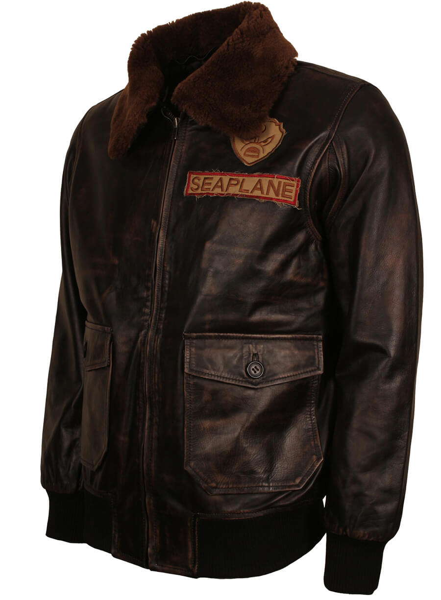 Harpoon Jefferson McDonough Inspired Brown Real Leather Leather Jacket - Jumanji 2 Style