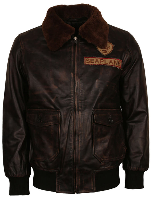 Harpoon Jefferson McDonough Inspired Brown Real Leather Leather Jacket - Jumanji 2 Style