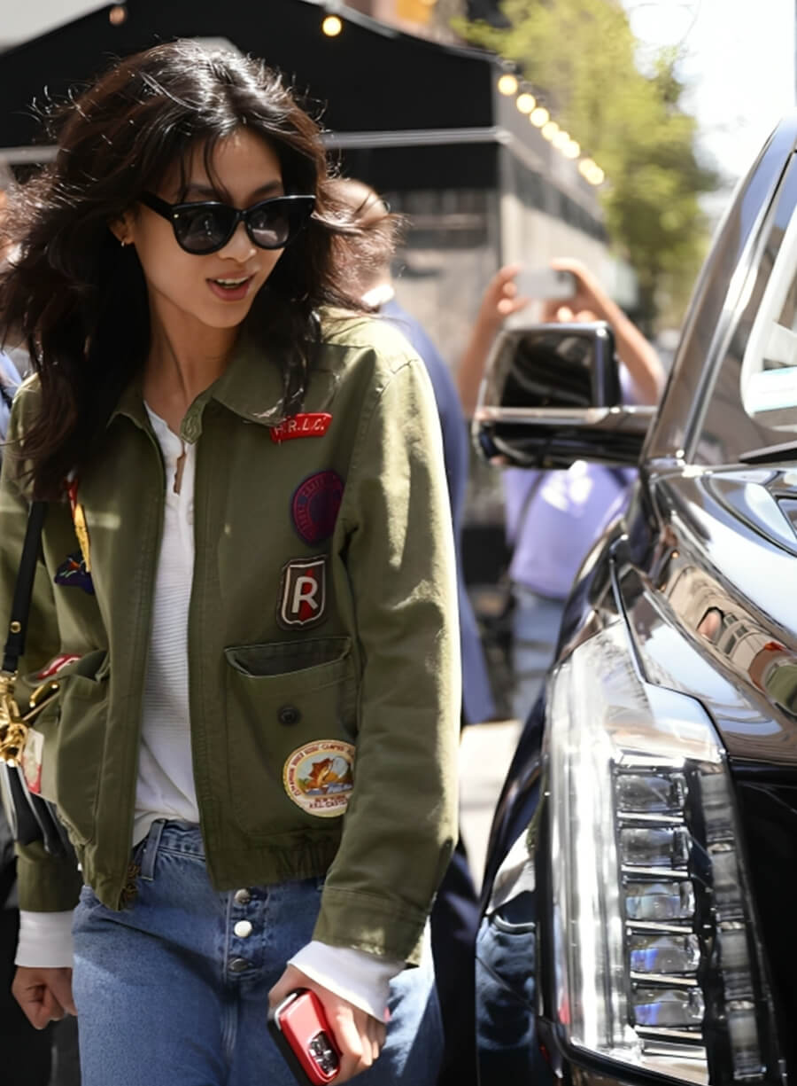 Harpoon Jung Ho-yeon Military Style Inspired Green Cotton Fabric Cotton Jacket