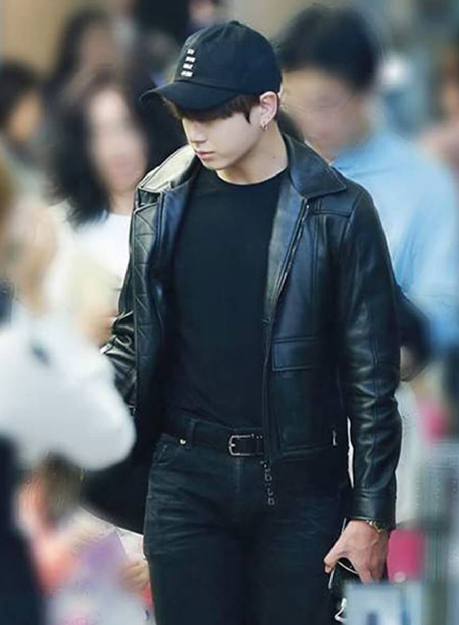 Harpoon Jungkook Inspired Black Leather Jacket