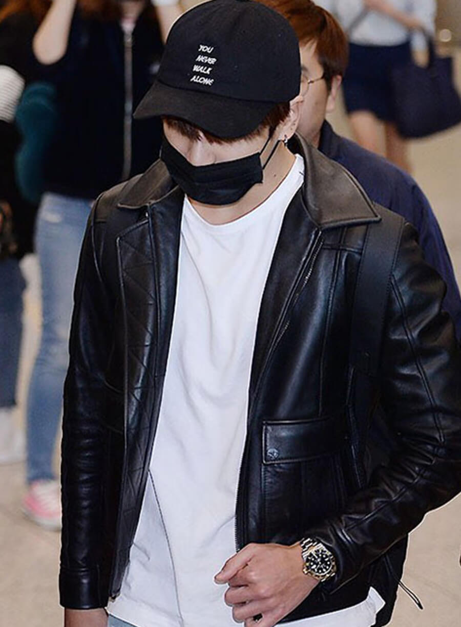 Harpoon Jungkook Inspired Black Leather Jacket