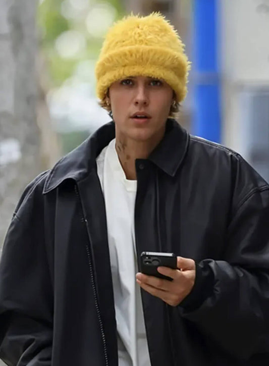 Harpoon Justin Bieber Inspired Black Leather Jacket