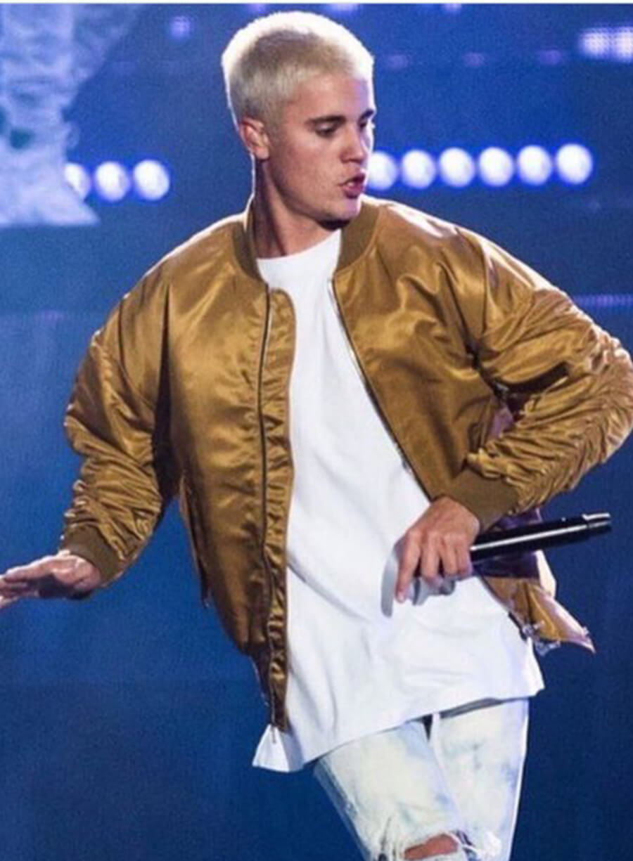 Harpoon Justin Bieber Inspired Brown Bomber Jacket