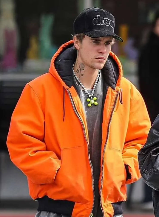 Harpoon Justin Bieber Orange Inspired Orange Hooded Jacket