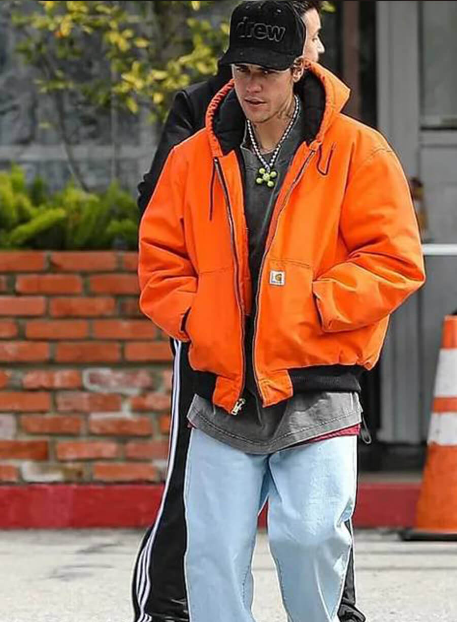 Harpoon Justin Bieber Orange Inspired Orange Hooded Jacket