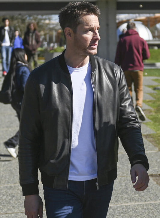 Harpoon Colter Shaw Inspired Black Real Leather Bomber Jacket - Tracker Style