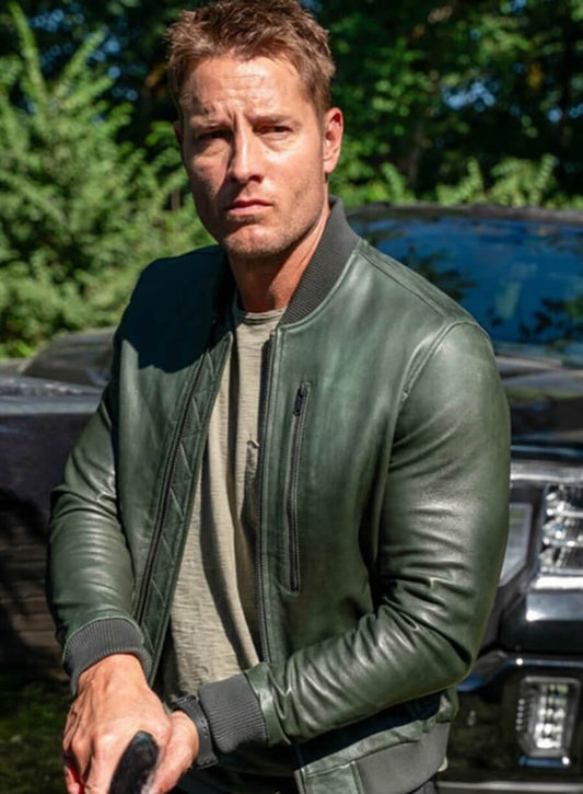 Harpoon Colter Shaw Inspired Green Real Leather Bomber Jacket - Tracker Style