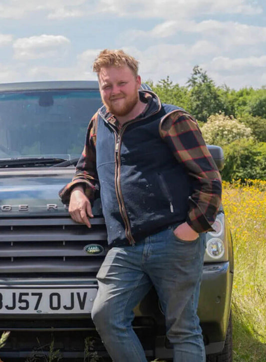 Harpoon Kaleb Cooper Inspired Blue Wool Jacket - Clarkson's Farm Tv Series Style