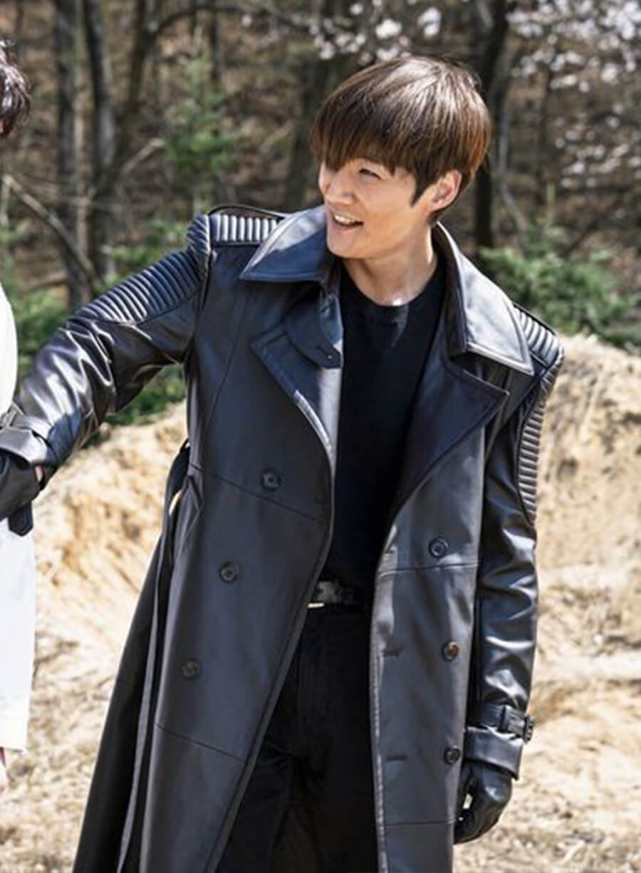 Harpoon Kang Ki-Beom Inspired Black Real Leather Coat - Rugal Style