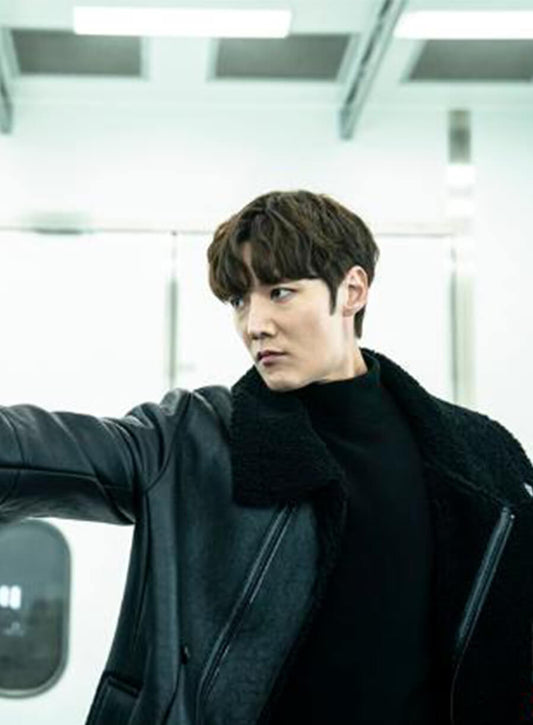 Harpoon Kang Ki-Beom Inspired Black Genuine Leather Leather Jacket - Rugal Style