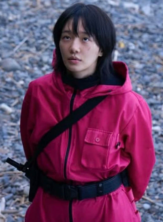 Harpoon Kang No-eul Inspired Dark Pink Cotton Fabric Hooded Jacket - Squid Game S03 Style
