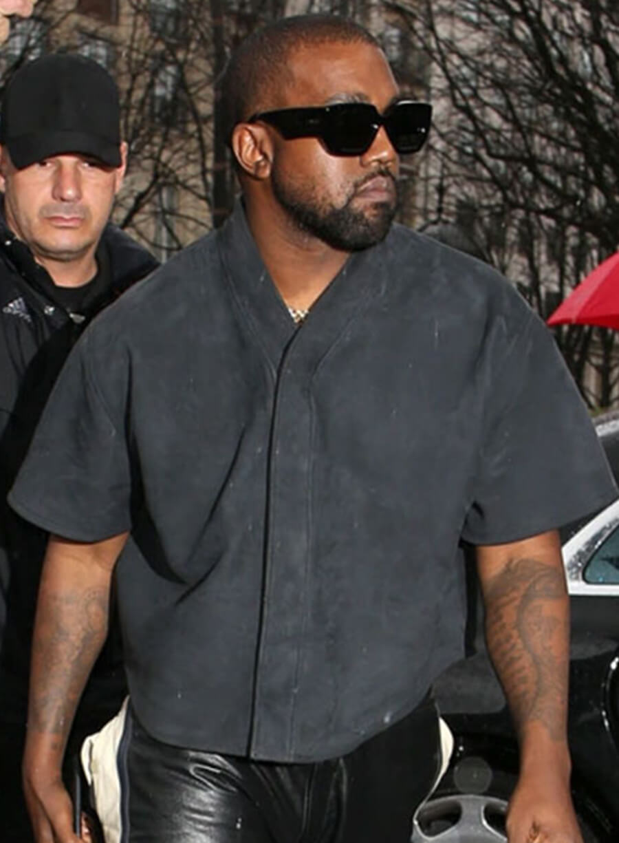 Harpoon Kanye West Shirt Inspired Grey Suede Leather Leather Jacket