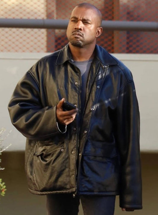 Harpoon Kanye West Inspired Black Real Leather Leather Jacket