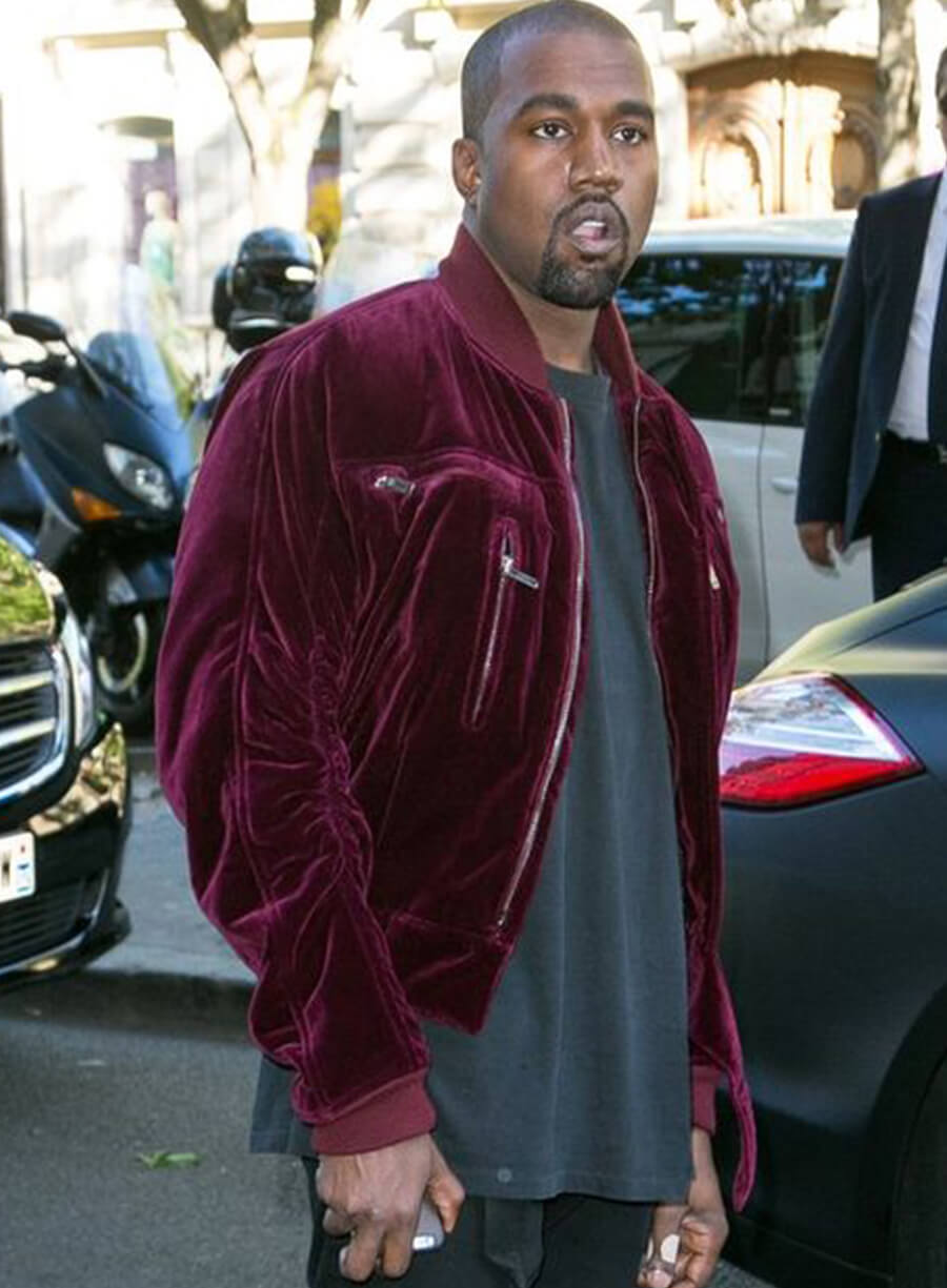 Harpoon Kanye West Velvet Inspired Red Bomber Jacket - Kim Kardashian Style