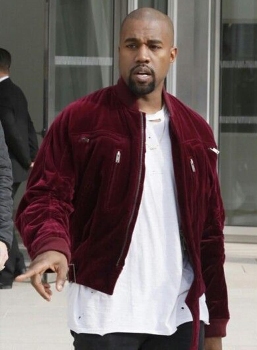 Harpoon Kanye West Velvet Inspired Red Bomber Jacket - Kim Kardashian Style