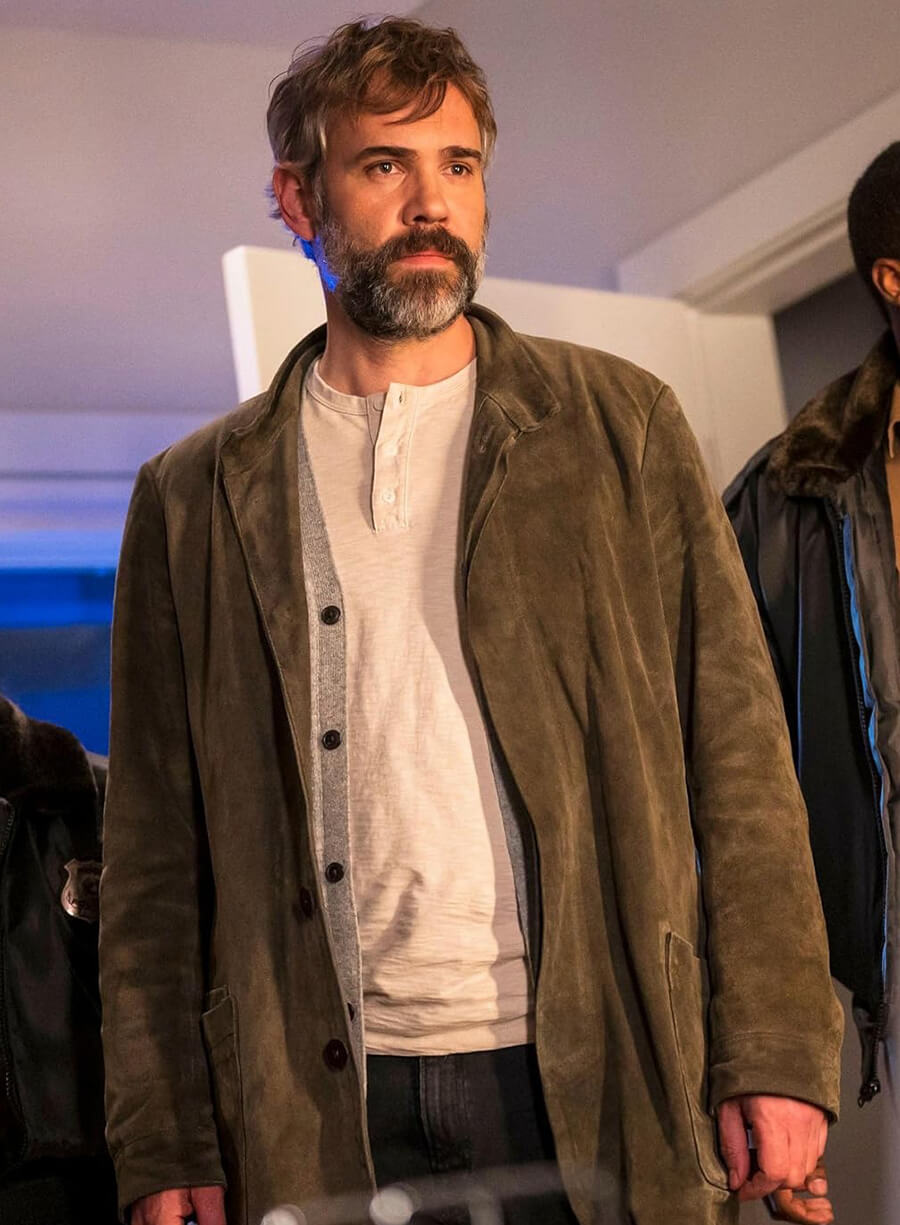 Harpoon Karl Alberg Inspired Grey Leather Jacket - Murder in a Small Town Style