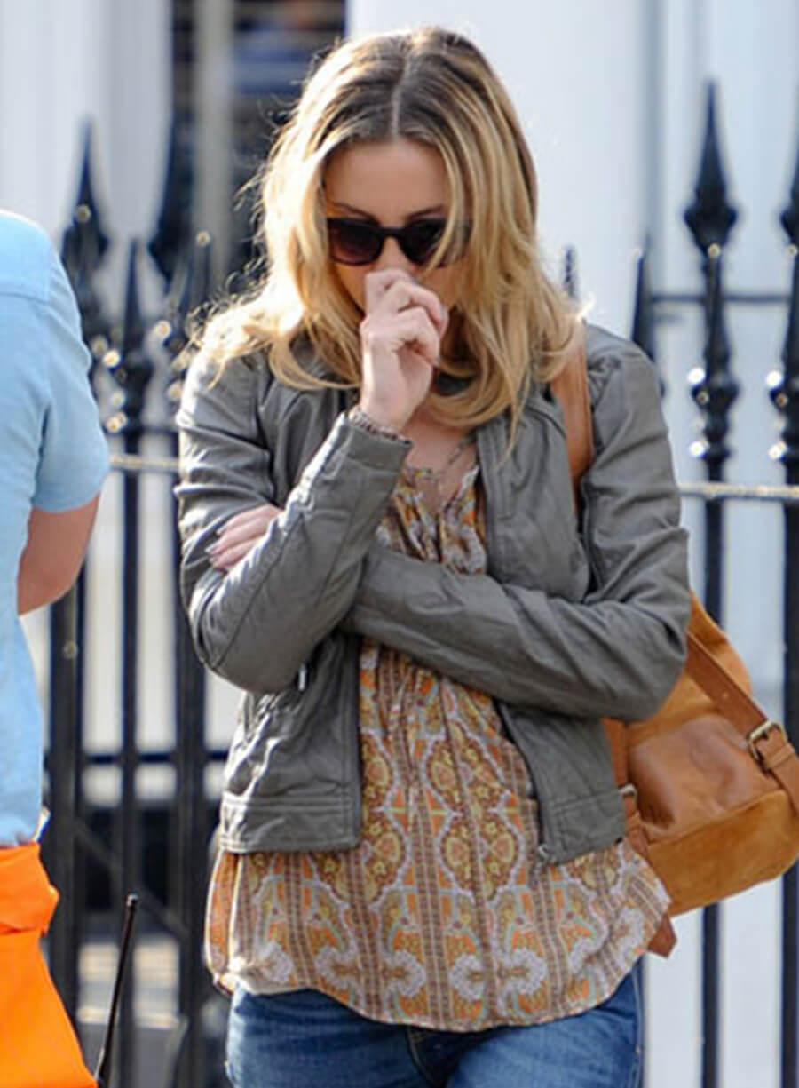 Harpoon Kate Hudson Inspired Grey Leather Jacket
