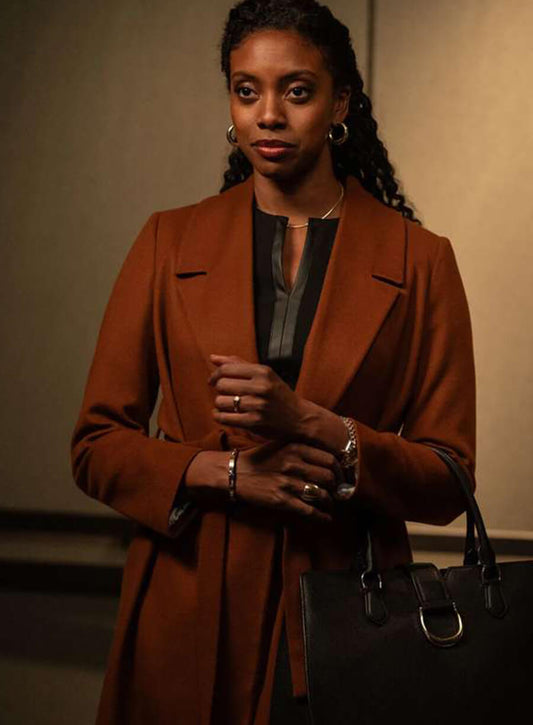 Harpoon Dola Rashad Inspired Brown Wool Fabric Coat - Billions Tv Series Style