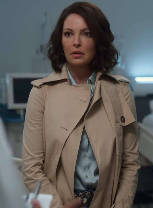 Harpoon Katherine Heigl Inspired Beige Cotton Fabric Coat - Firefly Lane Style