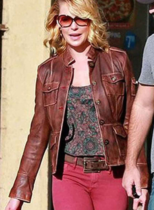 Harpoon Katherine Heigl Inspired Brown Real Leather Leather Jacket